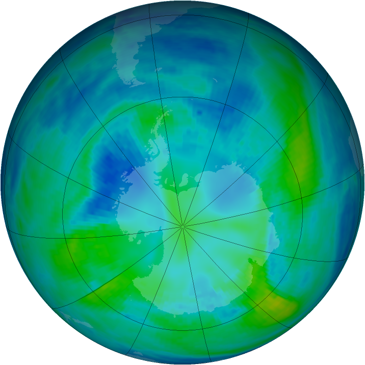 Antarctic ozone map for 19 April 1993